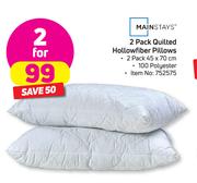 Mainstays 2 Pack Quilted Hollowfiber Pillows-45 x 70cm