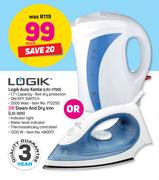 Logik 1.7Ltr Auto Kettle LPJ-1700 Or Steam And Dry Iron LSI-005-Each