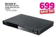 Sony Midi Size DVD Player With USB DVP SR-370