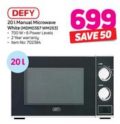 Defy 20Ltr Manual Microwave (White) MDM0367 WM203
