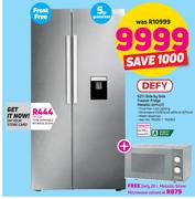 Defy 621Ltr Side By Side Freezer Fridge Metallic DFF437 + Defy 20Ltr Metallic Silver Microwave
