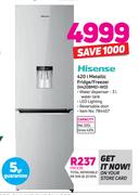 Hisense 420Ltr Metallic Fridge/ Freezer H420BMEI-WD