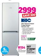 KIC 263Ltr Bottom Freezer Fridge (Metallic) KBF 525 1ME