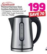 Sunbeam 1.7Ltr Polished Stainless Steel Cordless Kettle SDK-011A