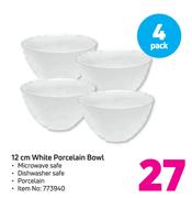 12cm White Porcelain Bowl-4 Pack