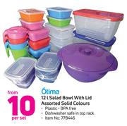 Otima 12Ltr Salad Bowl With Lid Assorted Solid Colours-Per Set