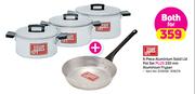 Hart 6 Piece Aluminium Solid Lid Pot Set Plus 230mm Aluminium Frypan-For Both