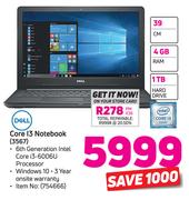 Dell 39cm Core I3 Notebook(3567)