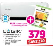 Logik A4 Laminator(L409-A)+Free Kenzel 10 Piece A4 Laminating Pouches