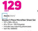 Mainstays Double 3 Piece Microfibre Sheet Set-Each