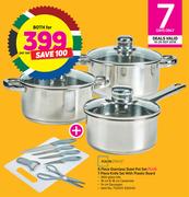 Mainstays 6-Piece Stainless Steel Pot Set + 7-Piece Knife Set With Plastic Board-Per Set