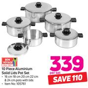 Bon Voyage 10-Piece Aluminium Solid Lids Pot Set-Per Set