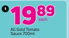 All Gold Tomato Sauce-700ml Each
