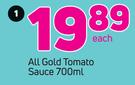 All Gold Tomato Sauce-700ml Each