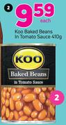 Koo Baked Beans In Tomato Sauce-410g Each