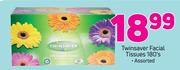 Twinsaver Facial Tissues Assorted-180's