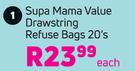 Supa Mama Value Drawstring Refuse Bags-20's Each