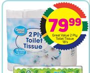 Great Value 2 Ply Toilet Tissue-18's 