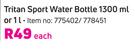 Tritan Sport Water Bottle Assorted Colours-1300ml Or 1Ltr Each