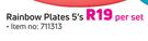 Rainbow Plates-5's Per Set