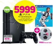 PS4 1TB Fifa 19 Bundle+Free Soccer Ball