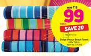 Mainstays Stripe Velour Beach Towel 80X150cm-Each
