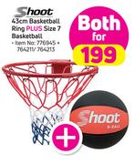 Shoot 43cm Basketball Ring+Size 7 Basketball-For Both