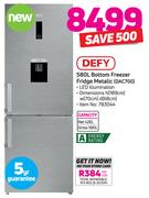 Defy 580Ltr Bottom Freezer Fridge Metalic(DAC700)