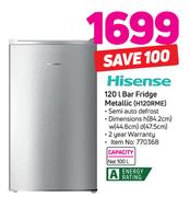 Hisense 120Ltr Bar Fridge Metallic(H120RME)