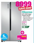 Hisense 670Ltr SXS Fridge/Freezer(H670SI)