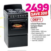 Defy 4 Solid Plate Stove Compact Black DSS514