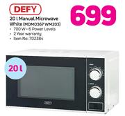 Defy 20Ltr Manual Microwave White MDMO367 WM203