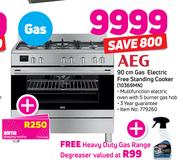 AEG 90cm Gas Electric Free Standing Cooker 10369MN + Heavy Duty Gas Range Degreaser