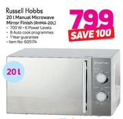 Russell Hobs 20Ltr Manual Microwave (Mirror Finish) RHMA-20L