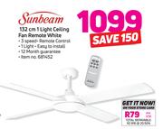 Sunbeam 132Cm 1 Light Ceiling Fan Remote White