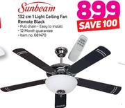 Sunbeam 132Cm 1 Light Ceiling Fan Remote Black