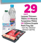 Powa Fix Lacquer Thinners-750ml Or Mineral Turpentine-750ml Or 225mm Ecopile Paint Tray Set-Each