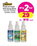 Shield Fresh 24 Fresh Mist Spray-2 X 60ml