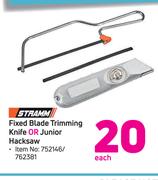 Stramm Fixed Blade Trimming Knife Or Junior Hacksaw-Each