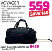 Voyager 70cm Black Trolley Duffle