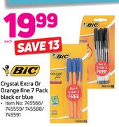 Bic Crystal Extra Or Orange Fine 7 Pack Black Or Blue Each