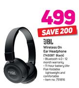 JBL Wireless On Ear Headphone(T450BT Black)