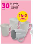 10oz New Bone White China Mug-For 4