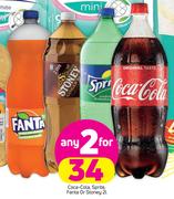 Coca Cola,Sprite,Fanta Or Stoney-2X2Ltr