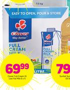 Clover Full Cream Or Low Fat Milk-6X1Ltr