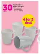 10oz New Bone White China Mug-For 4