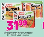 Simply Chicken Burgers, Nuggets Or Fingers-400g Each