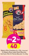 Bakers Mini Cheddars-6x33g/ Blue Label Marie Biscuits/Eet-Sum-Mor Or Tennis Biscuits 5x40g-For Any 2
