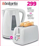 Brabantia 1.7Ltr Kettle BBEK1013 Or 2 Slice Toaster BBEK1025-Each