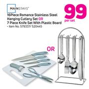 Mainstays 16 Piece Romance S. Steel Hanging Cutlery Set Or 7 Piece Knife Set With Plastic Board-Each